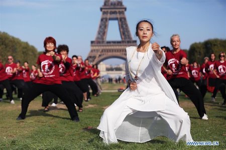 People Practice Qigong in Paris, France